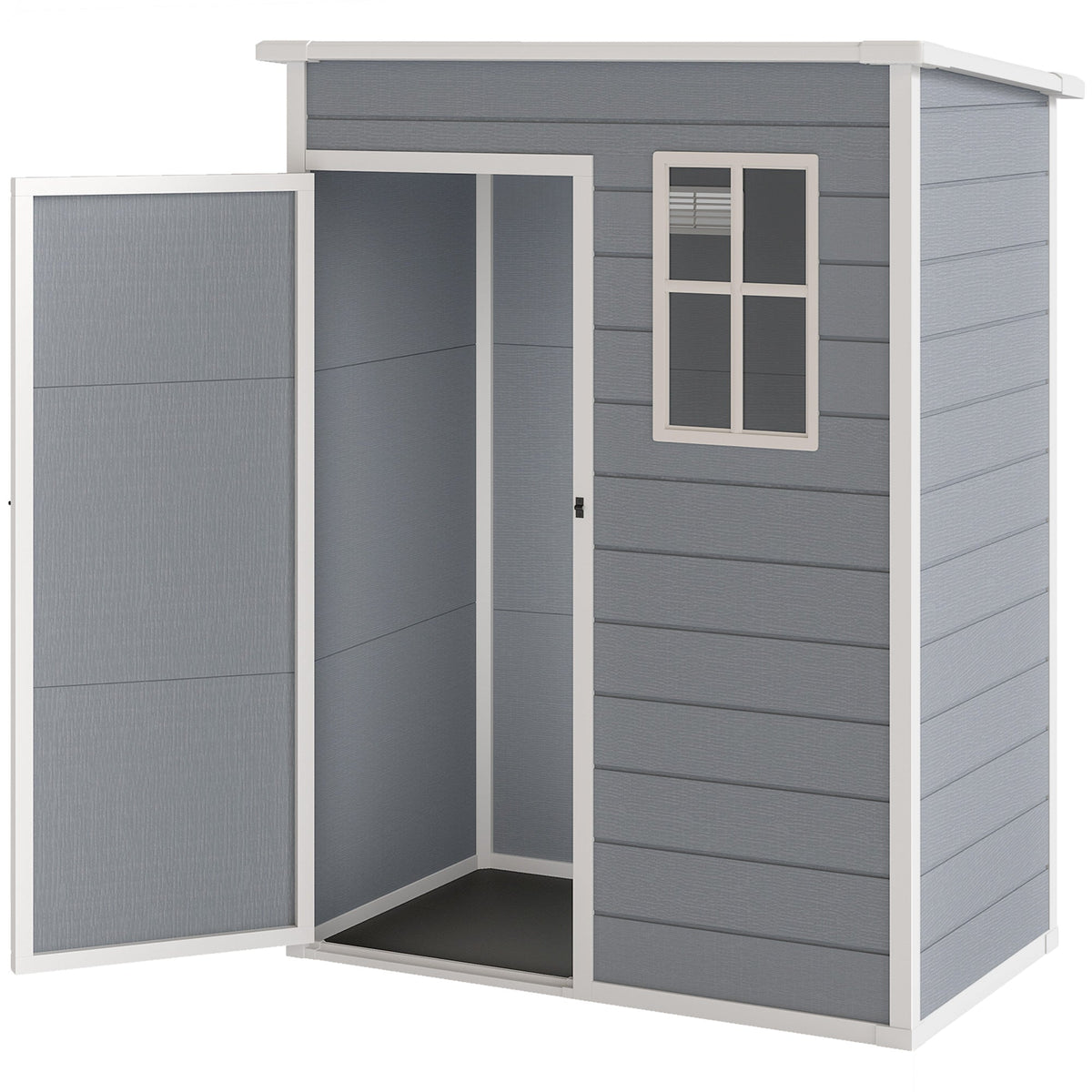 5 x 3FT Garden Shed with Floor, Outdoor Storage Shed with Lockable Door, Window and Vent for Backyard, Patio, Dark Grey