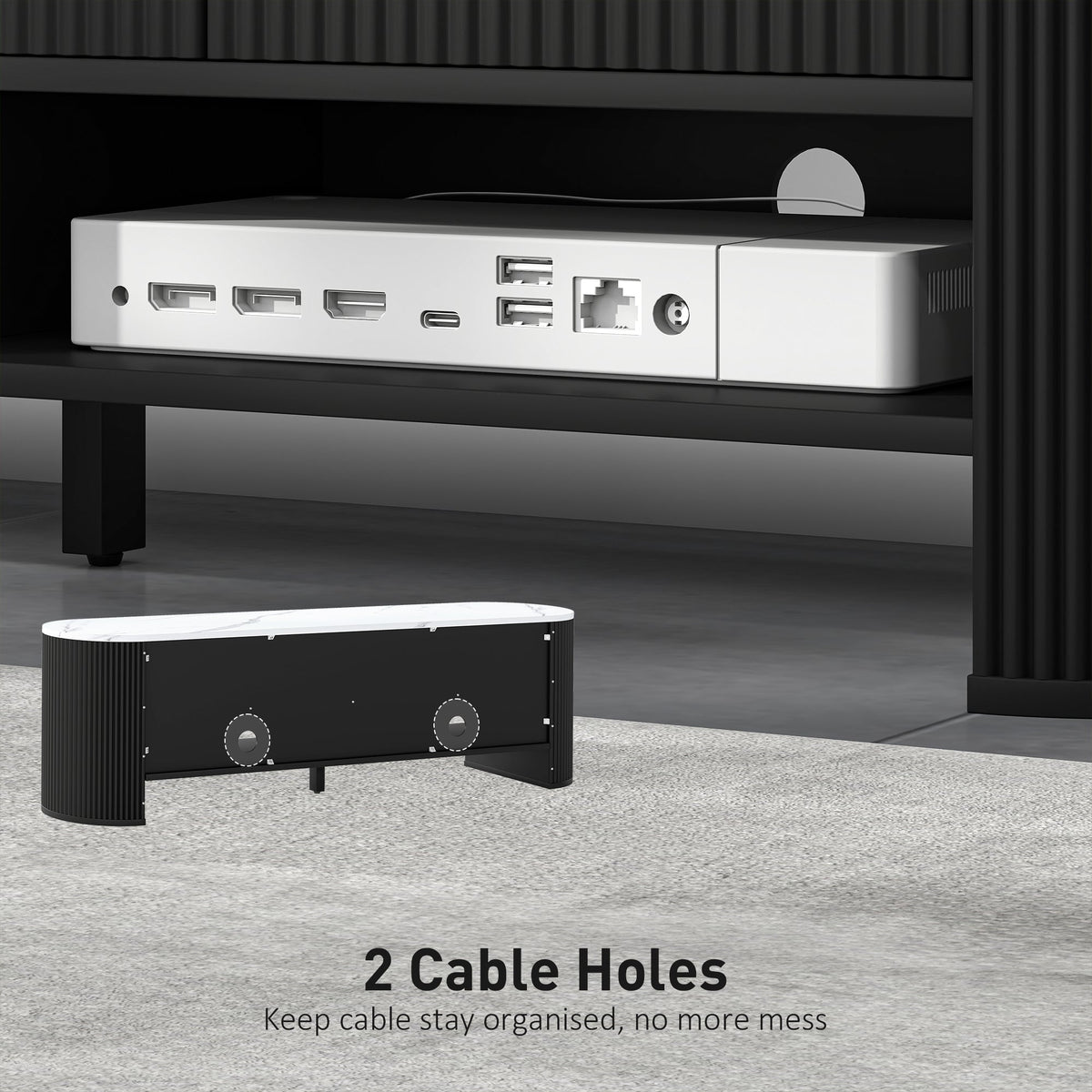 TV Stand, Modern TV Table with Marble-Effect Top, 3 Drawers and 2 Open Shelves for 32-65 Inch Television, Natural