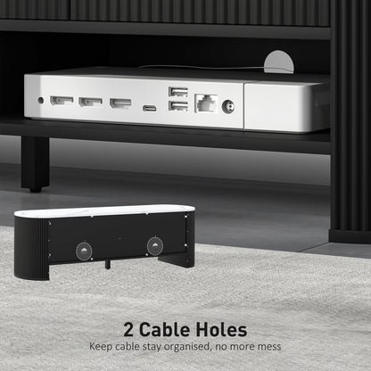 TV Stand, Modern TV Table with Marble-Effect Top, 3 Drawers and 2 Open Shelves for 32-65 Inch Television, Natural