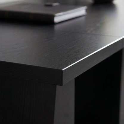 63 Inch Computer Desk with Trapezoidal Frame Light Black Wood Grain