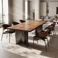Aero Curve Walnut & Leather Dining Set with 6 Chairs