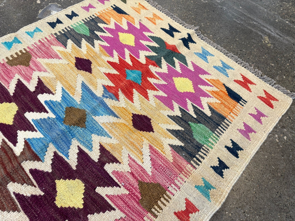Afghan Maimana Kilim Rug | 2' 8" x 3' 11"