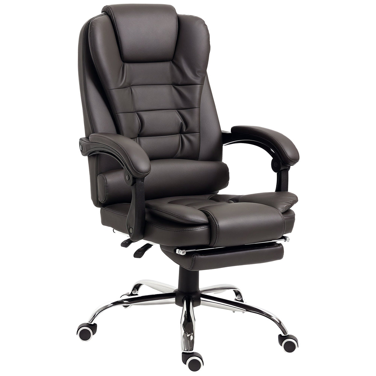 Ergonomic Office Chair with Back Support, PU leather Executive Office Chair with High Back, Retractable Footrest, Black