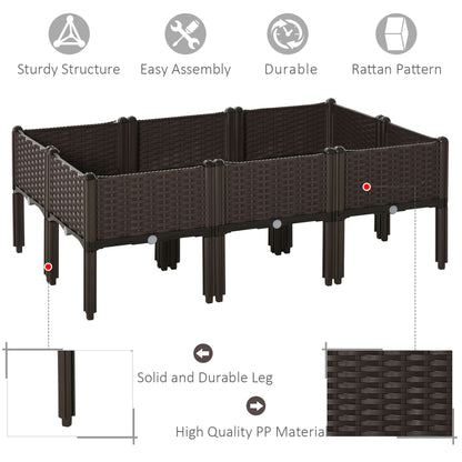 2-piece Raised Garden Bed PP Raised Flower Bed Plant Stand Stackable Vegetable Herb Grow Box