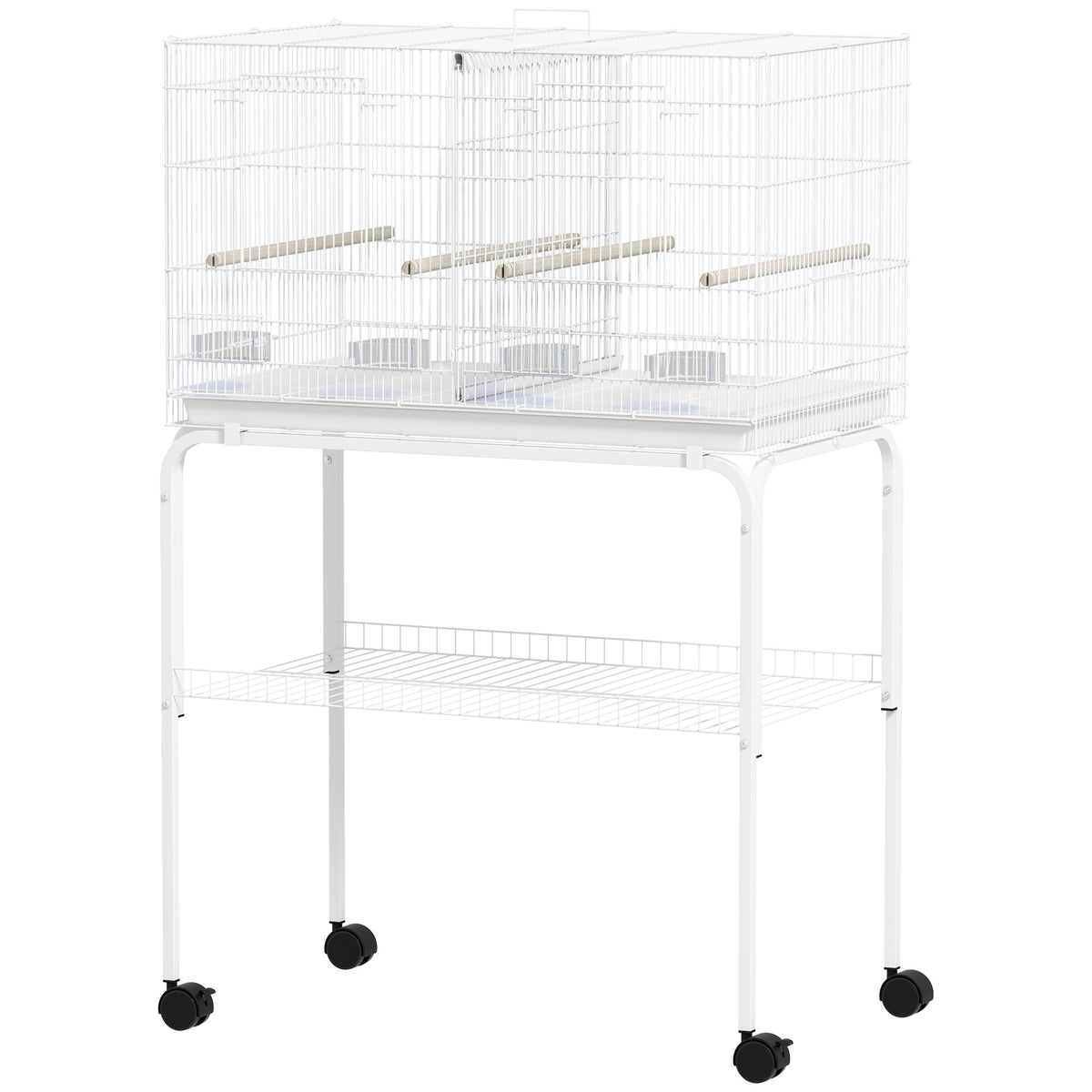 18" H Bird Cage, Large Parakeet Cage for Budgie, Lovebird, Canary, Finches with Divider, Black