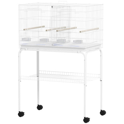 18" H Bird Cage, Large Parakeet Cage for Budgie, Lovebird, Canary, Finches with Divider, Black