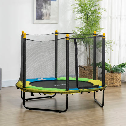 4.6FT Trampoline for Kids with Enclosure Net for Ages 3-6, Indoor Outdoor Use, Black