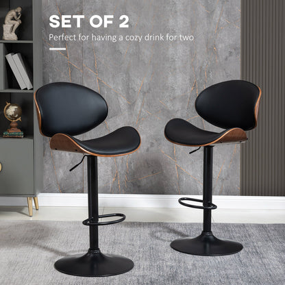 Alpine Modern Adjustable Counter/Bar Stools with Swivel Seat-Set of 2-Black
