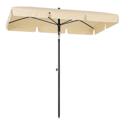 6.5x4ft Rectangle Patio Umbrella Aluminum Tilt Adjustable Garden Parasol Sun Shade Outdoor Canopy Beige