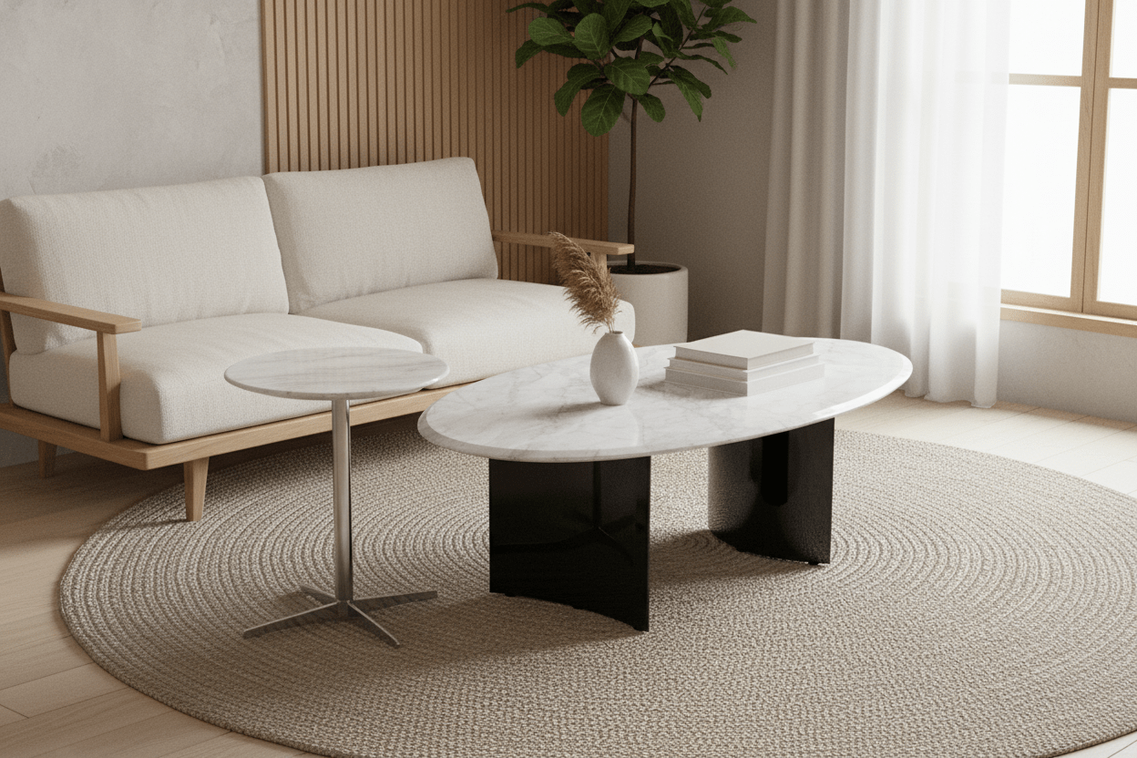 Apollo Marble and Chrome Accent Table Set