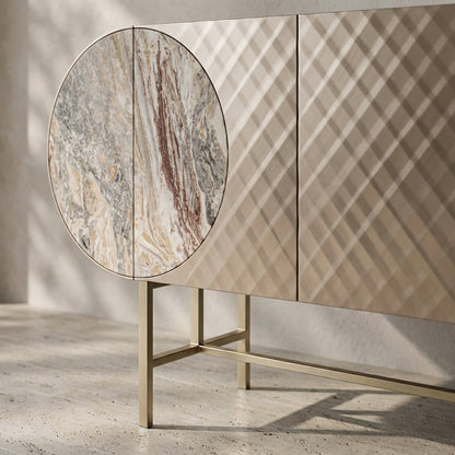 Art Deco Metallic Sideboard with Stainless Steel Base