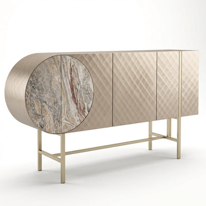 Art Deco Metallic Sideboard with Stainless Steel Base