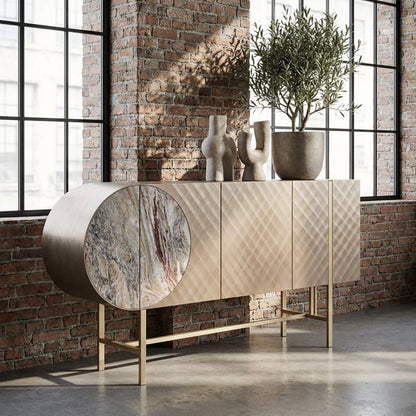 Art Deco Metallic Sideboard with Stainless Steel Base