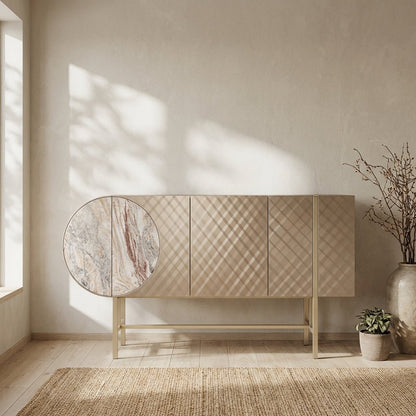 Art Deco Metallic Sideboard with Stainless Steel Base