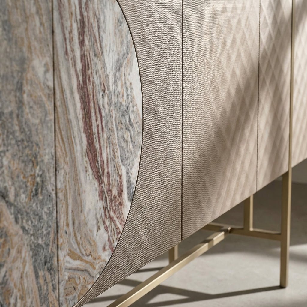 Art Deco Metallic Sideboard with Stainless Steel Base