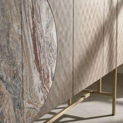 Art Deco Metallic Sideboard with Stainless Steel Base