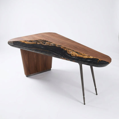 Artisan Crafted Walnut and Marble Office Desk
