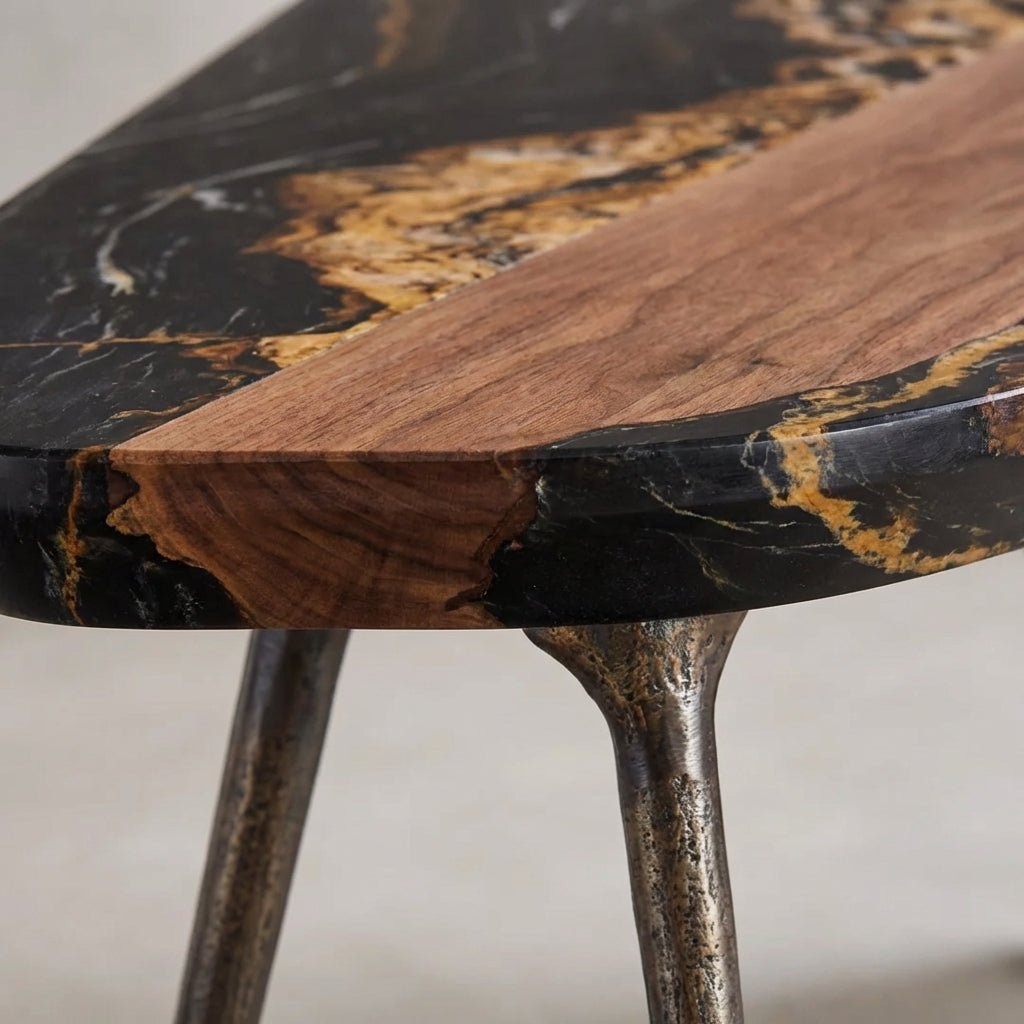 Artisan Crafted Walnut and Marble Office Desk