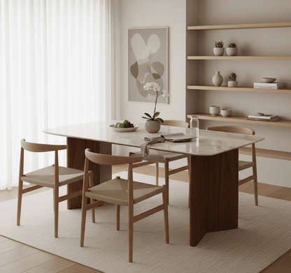 Ashton Walnut and Marble Dining Table