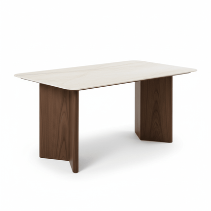 Ashton Walnut and Marble Dining Table