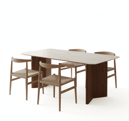 Ashton Walnut and Marble Dining Table