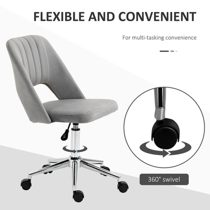 Mid Back Office Chair Velvet Fabric Swivel Scallop Shape Computer Desk Chair, Green