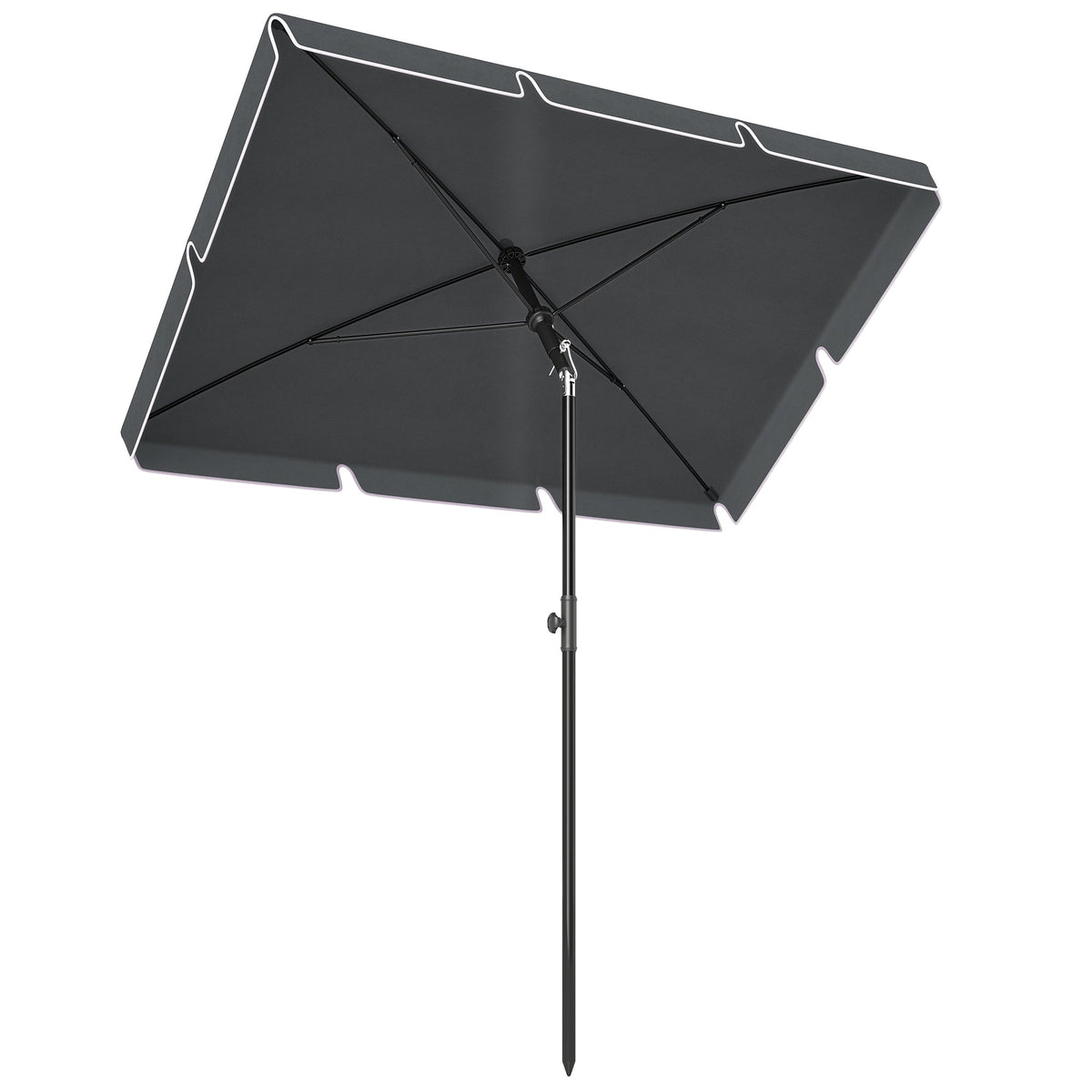 6.5x4ft Rectangle Patio Umbrella Aluminum Tilt Adjustable Garden Parasol Sun Shade Outdoor Canopy Beige