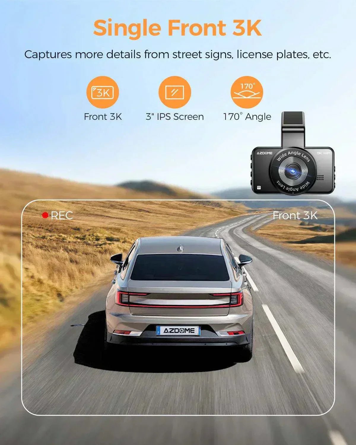 AZDOME M17 3K Front Dash Cam - Royal Eagles Promise of Peace