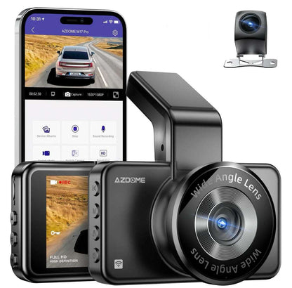 AZDOME M17 Pro dual dash cam Time Lapse Front and Rear 1080p Dual Lens Car Dashboard Camera App Control Car Camera - Royal Eagles Promise of Peace