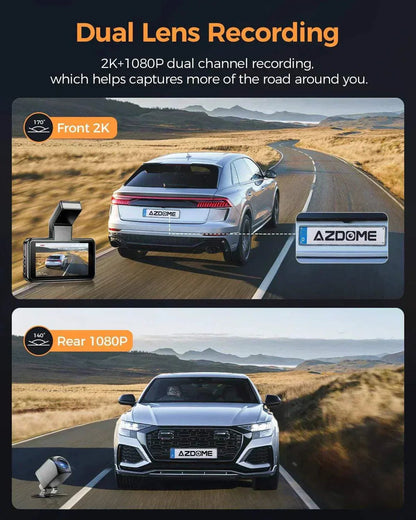 AZDOME M17 Pro dual dash cam Time Lapse Front and Rear 1080p Dual Lens Car Dashboard Camera App Control Car Camera - Royal Eagles Promise of Peace