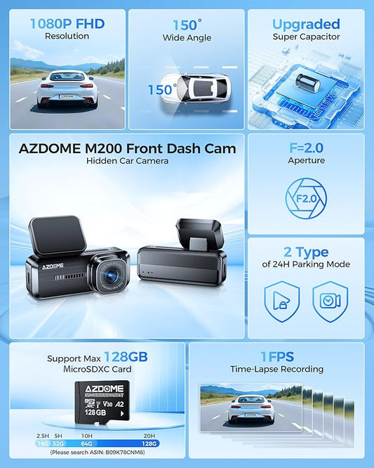 AZDOME M200 1080P Front Dash Cam - Royal Eagles Promise of Peace