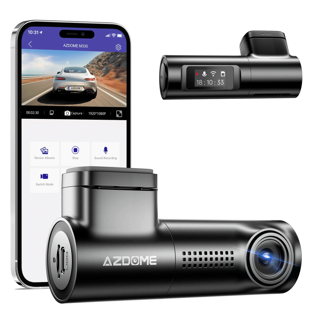 AZDOME M330 1080P Front Dash Cam - Royal Eagles Promise of Peace