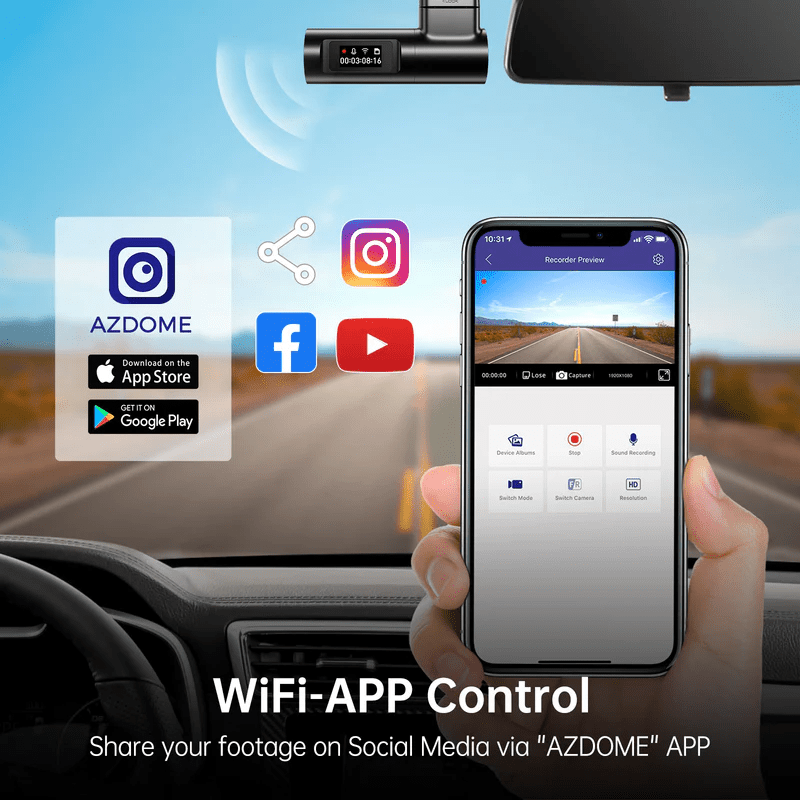 AZDOME M330 1080P Front Dash Cam - Royal Eagles Promise of Peace