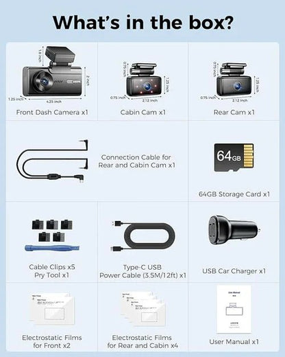 AZDOME M580 3CH 5K Dash Cam - Royal Eagles Promise of Peace