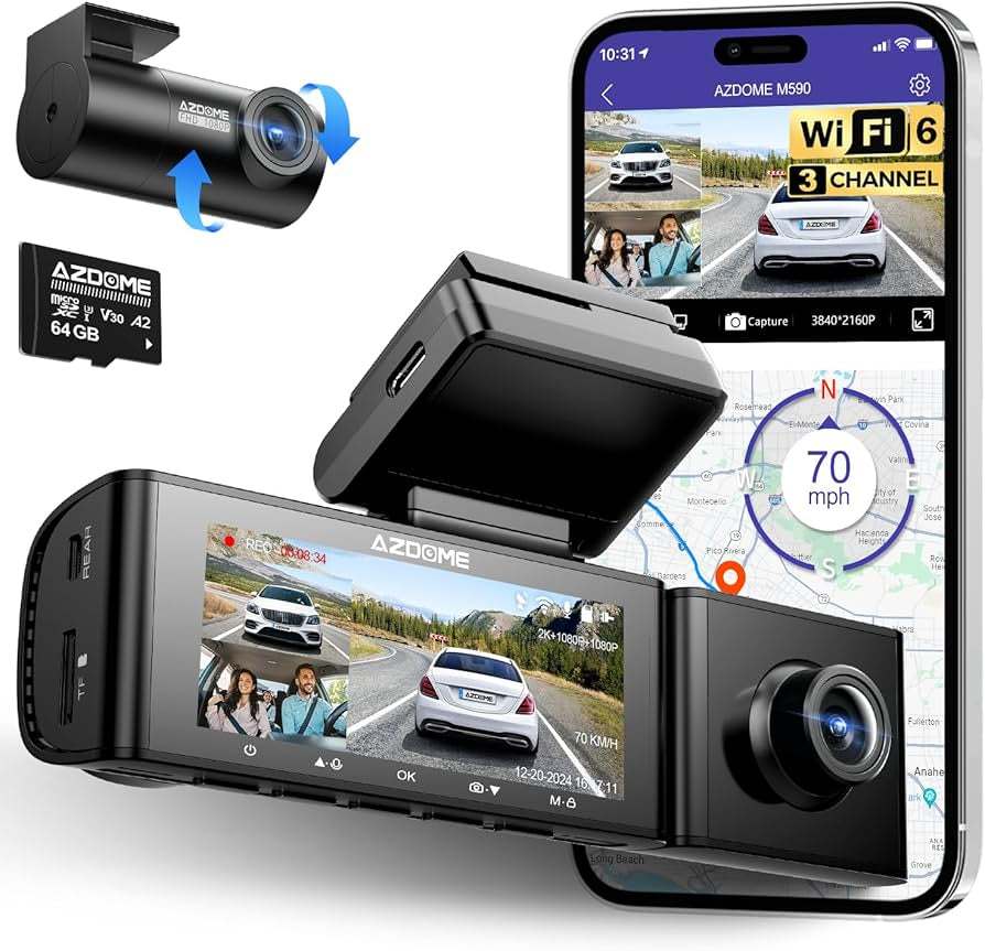 Azdome M590 3 channel 2k front 1080P inside cabin and Rear dashcam - Royal Eagles Promise of Peace