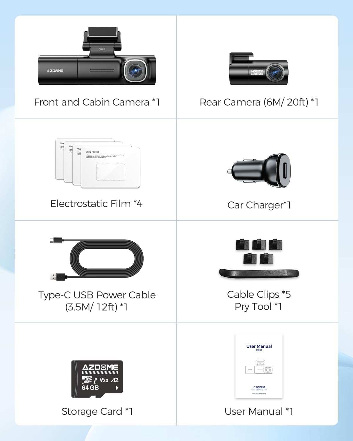 Azdome M590 3 channel 2k front 1080P inside cabin and Rear dashcam - Royal Eagles Promise of Peace