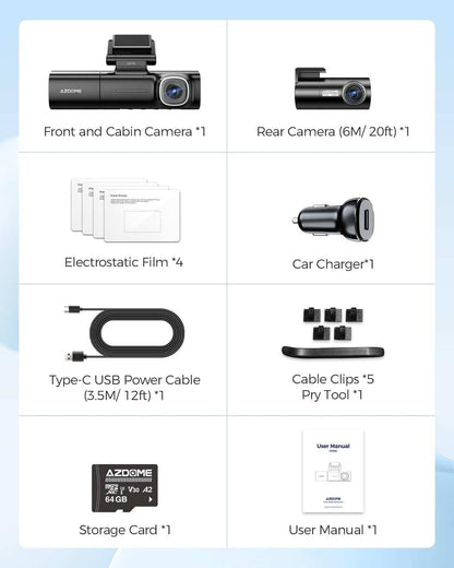 Azdome M590 3 channel 2k front 1080P inside cabin and Rear dashcam - Royal Eagles Promise of Peace
