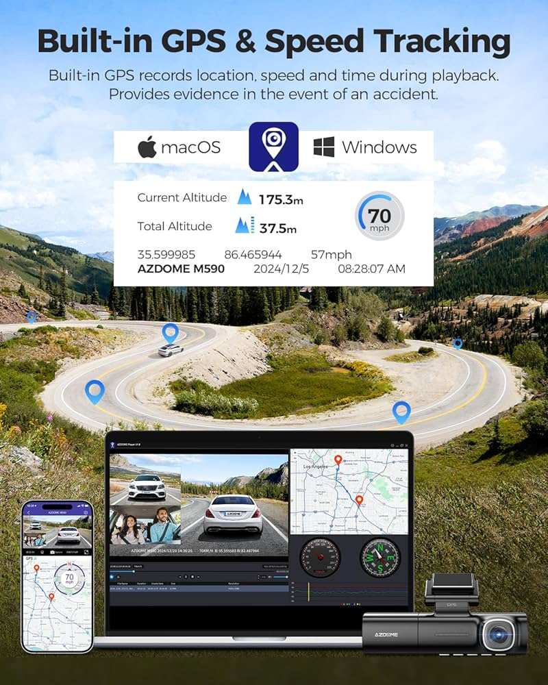 Azdome M590 3 channel 2k front 1080P inside cabin and Rear dashcam - Royal Eagles Promise of Peace