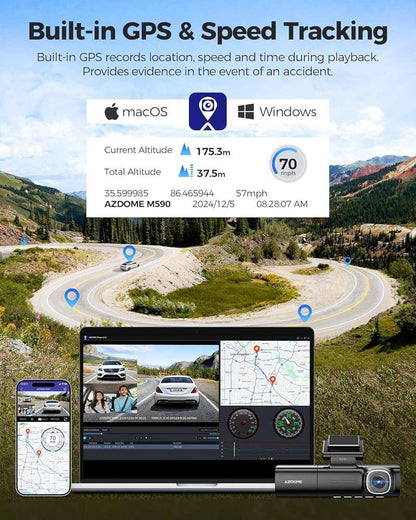 Azdome M590 3 channel 2k front 1080P inside cabin and Rear dashcam - Royal Eagles Promise of Peace