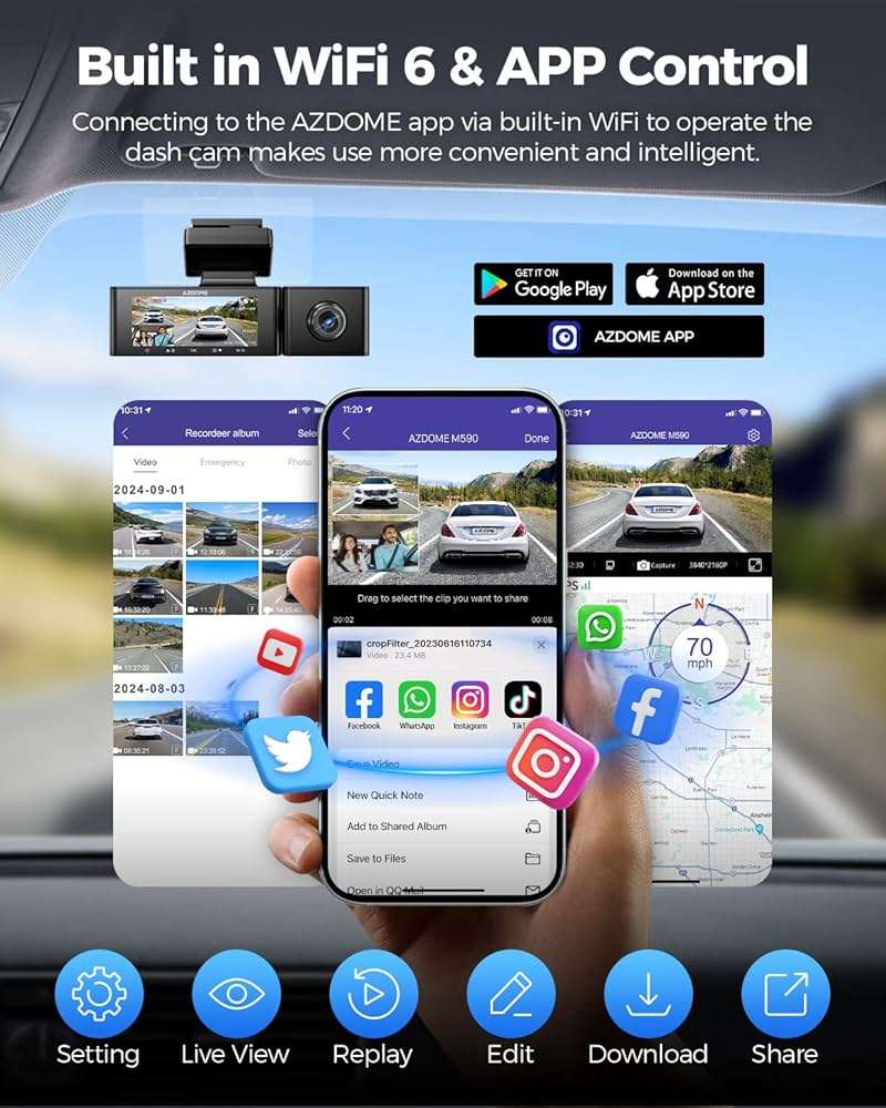 Azdome M590 3 channel 2k front 1080P inside cabin and Rear dashcam - Royal Eagles Promise of Peace
