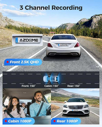 Azdome M590 3 channel 2k front 1080P inside cabin and Rear dashcam - Royal Eagles Promise of Peace