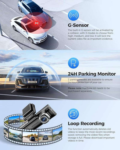 Azdome M590 3 channel 2k front 1080P inside cabin and Rear dashcam - Royal Eagles Promise of Peace