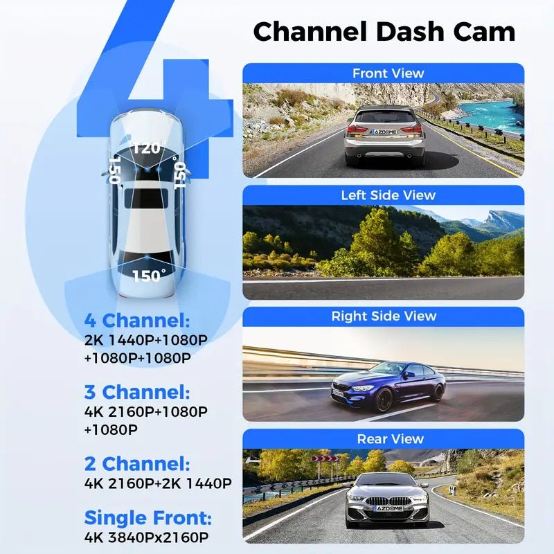 AZDOME M660 4 Channel 360° Dash Cam with 128GB eMMC, 2.5K+1K+1K+1K Dashcam - Royal Eagles Promise of Peace