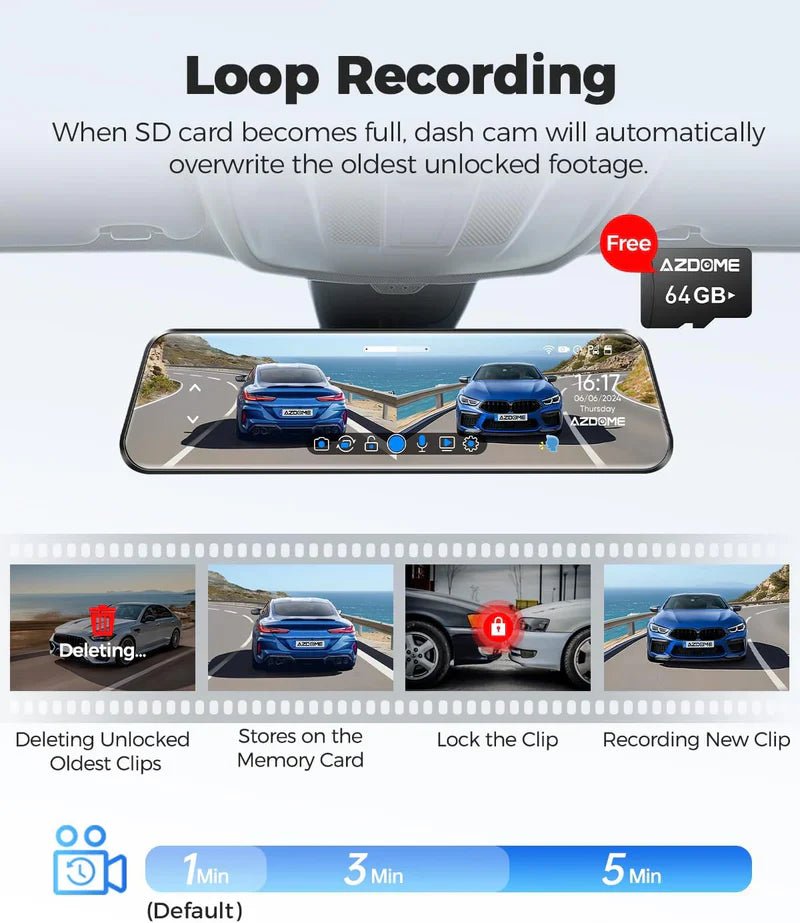 AZDOME PG17 12" Mirror Dash Cam GPS WiFi6 4K+2.5k Front & Rear 64GBCARD FREE - Royal Eagles Promise of Peace