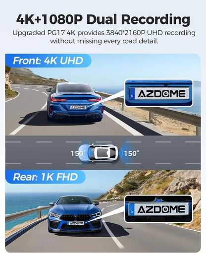AZDOME PG17 12" Mirror Dash Cam GPS WiFi6 4K+2.5k Front & Rear 64GBCARD FREE - Royal Eagles Promise of Peace
