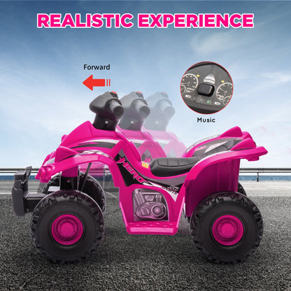 6V Kids ATV Quad w/ Music, Forward, for 2-6 Years, Pink
