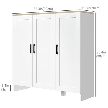 Modern Sideboard Buffet Cabinet, Modern Kitchen Storage Cabinet with 3 Doors Adjustable Shelves, for Dining Room, Black