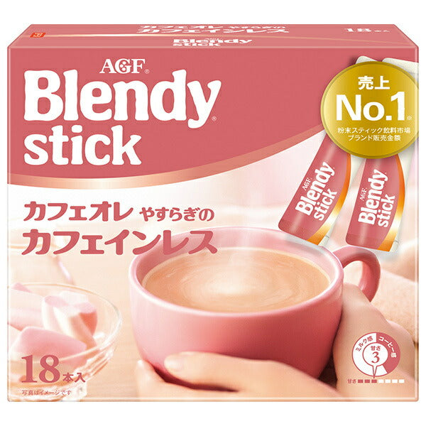 AGF Blendy Stick Cafe au Lait Peaceful Decaffeinated (7.7g x 18 bottles) x 6 boxes [Shipped in Japan]