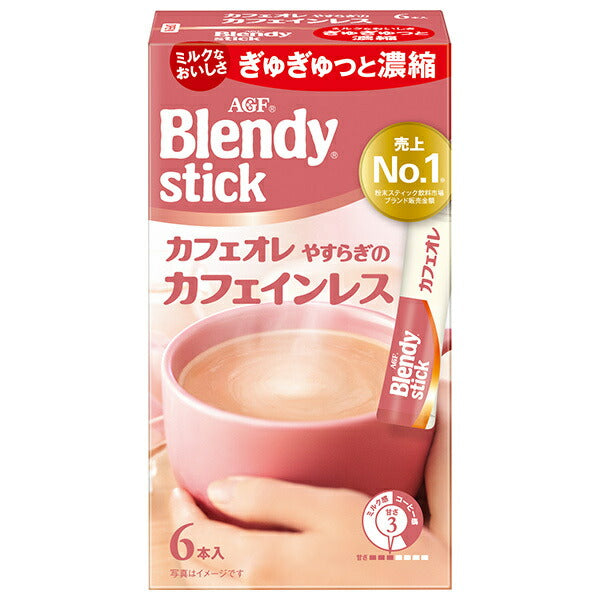 AGF Blendy Stick Cafe au Lait Peaceful Decaffeinated (7.7g x 6 bottles) x 24 boxes [Shipped in Japan]