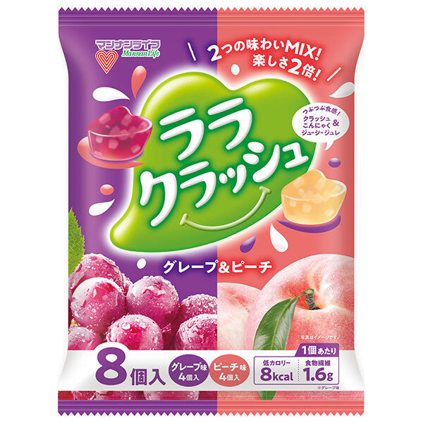 Mannan Life Lala Crush Assortment Grape & Peach (24g x 8 pieces) x 12 bags [Shipped in Japan]